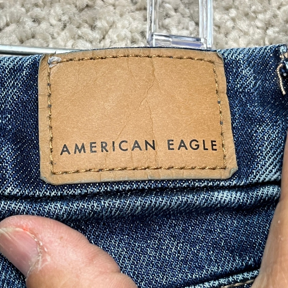 American Eagle Jeans Womens 14 34x35 Dark Wash 5 Pocket Wide Leg Stretch Flare - Picture 10 of 16